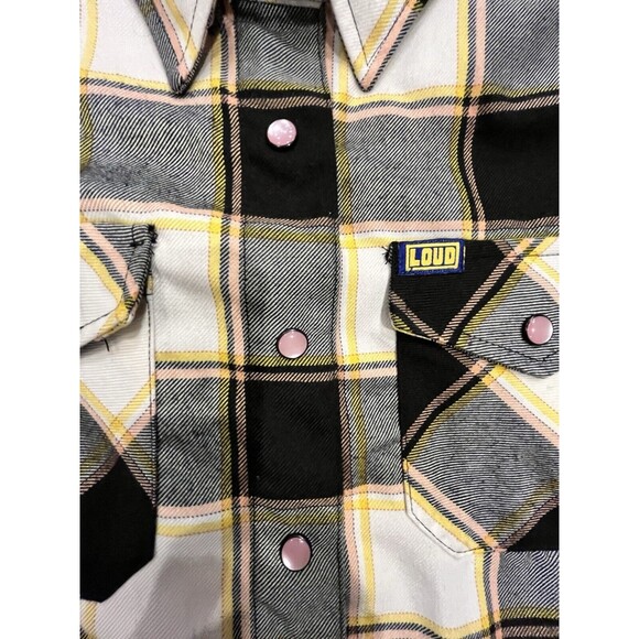 DIXXON Womens Loud Lacquer Flannel Sz S Limited Gold Black Snap buttons NWOT - Picture 5 of 10